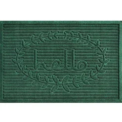 Kirklands Home Hello Ribbed Durable Doormat Green Hot