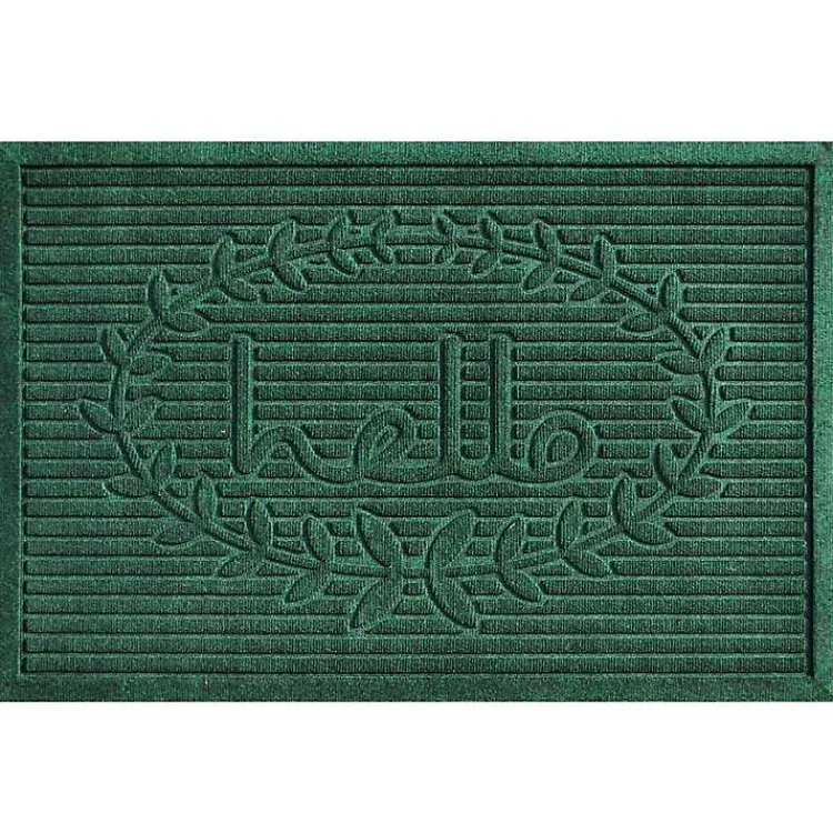 Kirklands Home Hello Ribbed Durable Doormat Green Hot
