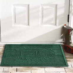 Kirklands Home Hello Ribbed Durable Doormat Green Hot