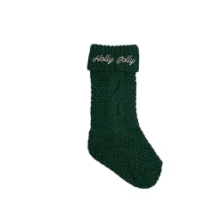 Christmas Stockings & Stocking Holders>Kirklands Home Holly Jolly Cable Knit Stocking Green