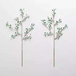 Christmas Tree Decorations>Kirklands Home Iced Bells Picks, Set of 2 Green