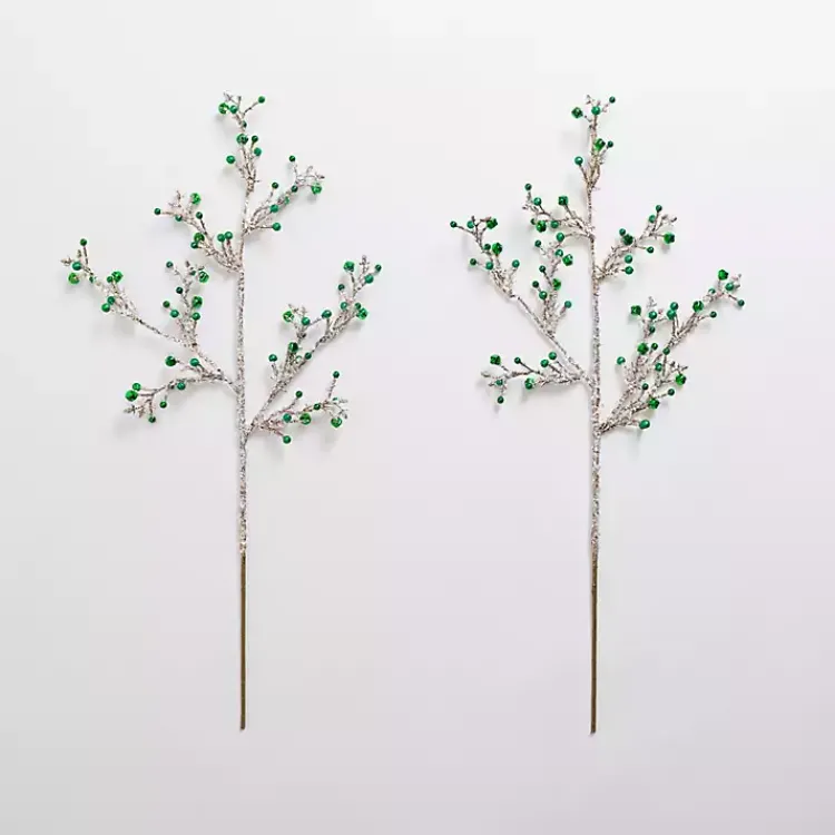 Christmas Tree Decorations>Kirklands Home Iced Bells Picks, Set of 2 Green