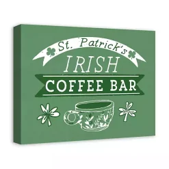 St Patricks Day Decorations>Kirklands Home Green Irish Coffee Bar Canvas Art Print