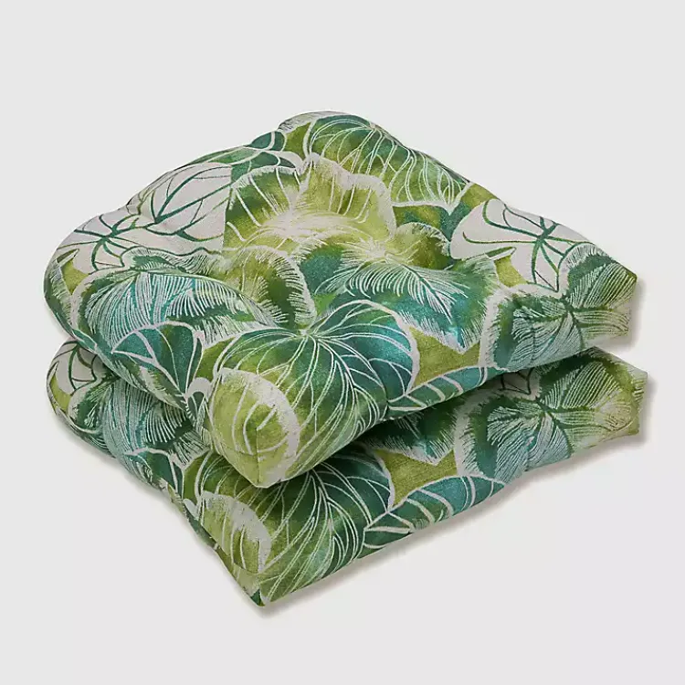Kirklands Home Green Lagoon Outdoor Chair Cushions, Set of 2 New
