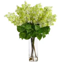 Arrangements & Greenery>Kirklands Home Lilac Arrangement in Glass Vase Green