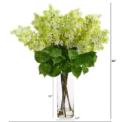 Arrangements & Greenery>Kirklands Home Lilac Arrangement in Glass Vase Green