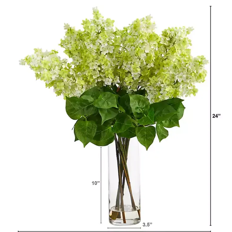 Arrangements & Greenery>Kirklands Home Lilac Arrangement in Glass Vase Green