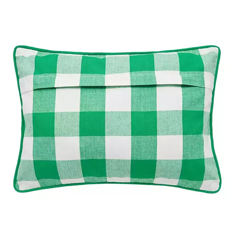 Pillows>Kirklands Home Green Luck Clovers Plaid Pillow