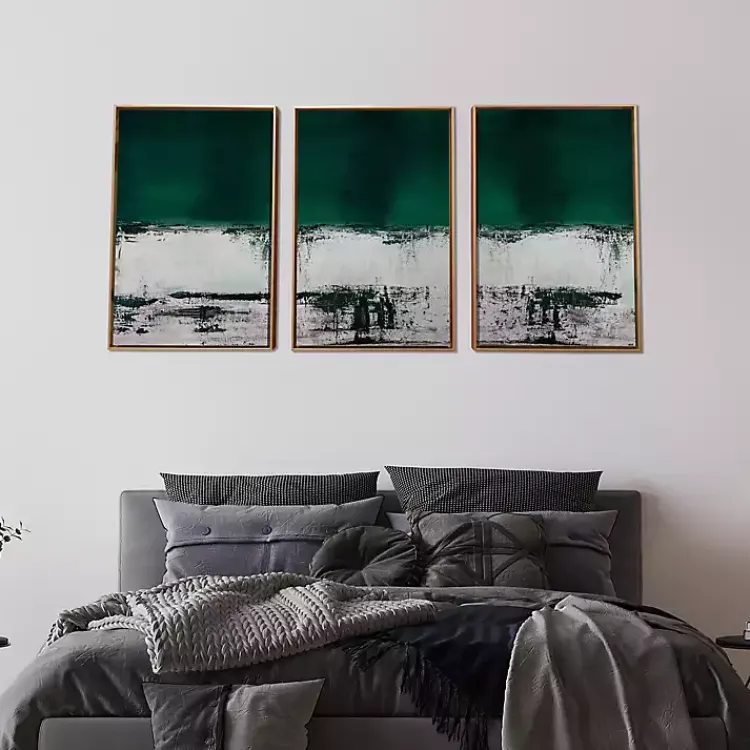 Kirklands Home Green Malachite Canvas Art Prints, Set of 3 Clearance