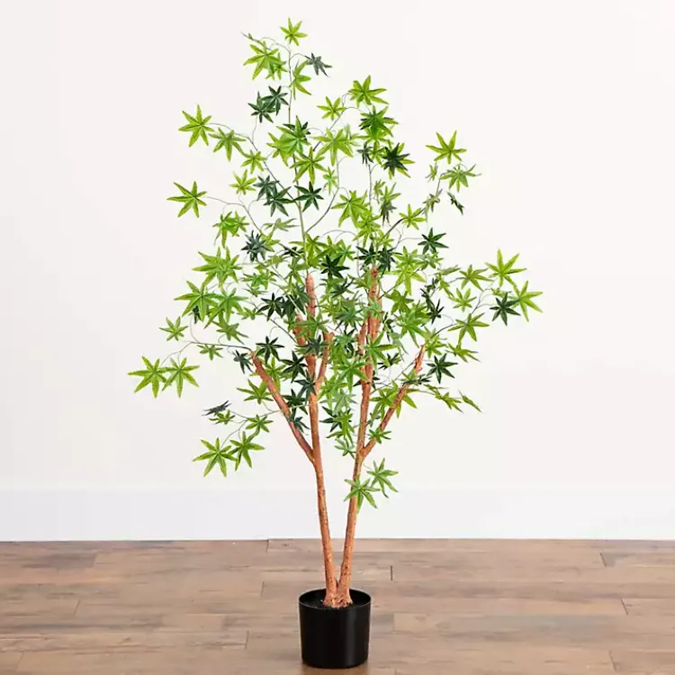 Trees & Topiaries>Kirklands Home Green Maple Tree in Black Planter