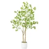 Trees & Topiaries>Kirklands Home Green Maple Tree in White Planter