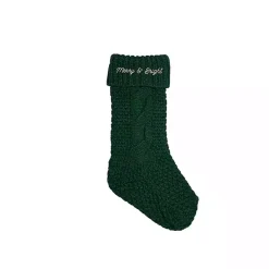 Christmas Stockings & Stocking Holders>Kirklands Home Merry & Bright Cable Knit Stocking Green