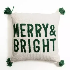 Christmas Pillows>Kirklands Home Green Merry and Bright Pillow