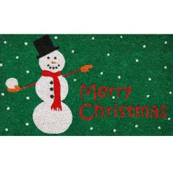 Outdoor Christmas Decorations>Kirklands Home Green Merry Christmas Snowman Doormat