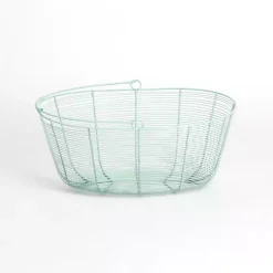 Baskets & Boxes>Kirklands Home Metal Wire Basket with Handle Green