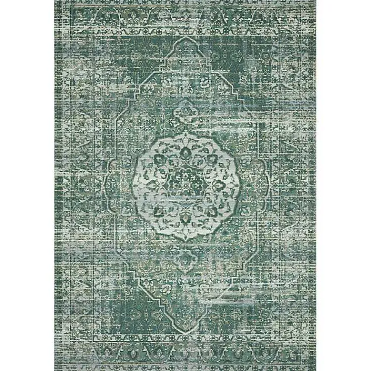 Kirklands Home Mist Tribal Medallion Outdoor Rug, 5x7 Green Sale