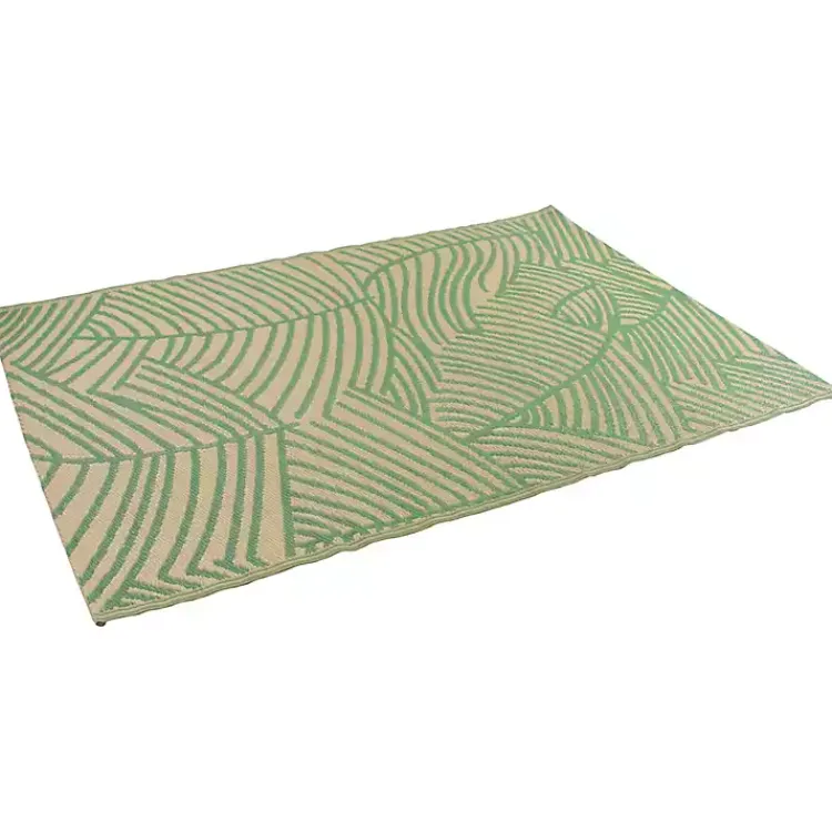 Kirklands Home Green Palm Leaf Outdoor Area Rug, 4x6 Online