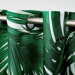 Kirklands Home Green Palm Leaf Outdoor Curtain Panel Set, 96 in.
