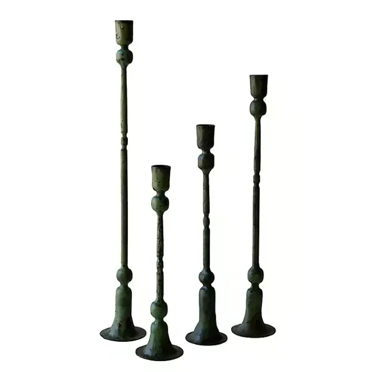 Candle Holders>Kirklands Home Patina Forged Iron Candle Holders, Set of 4 Green