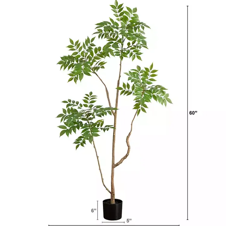 Trees & Topiaries>Kirklands Home Green Pieris Tree in Black Planter