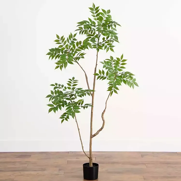 Trees & Topiaries>Kirklands Home Green Pieris Tree in Black Planter