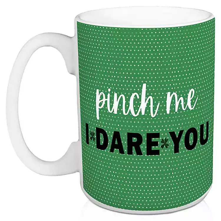 St Patricks Day Decorations>Kirklands Home Green Pinch Me I Dare You Mugs, Set of 2