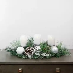 Arrangements & Greenery>Kirklands Home Pine and Ornament Candle Centerpiece Green
