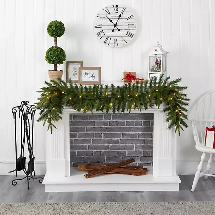Christmas Arrangements & Garland>Kirklands Home Pine Clear LED Garland Green