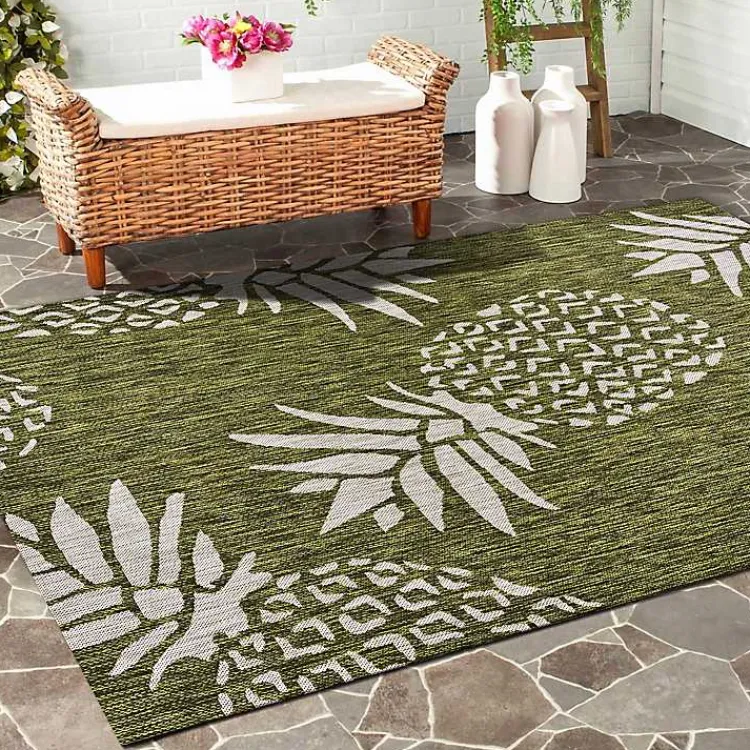Kirklands Home Pineapple Indoor/Outdoor Area Rug, 5x7 Green Online