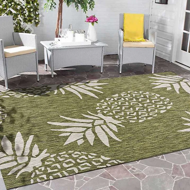 Kirklands Home Green Pineapple Outdoor Area Rug, 7x9 Online