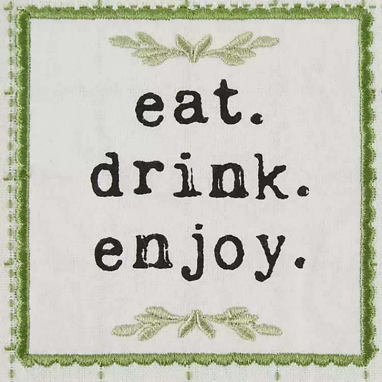 Kirklands Home Green Plaid Eat Drink Enjoy 4-pc. Dish Towel Set New