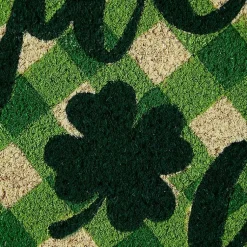 St Patricks Day Decorations>Kirklands Home Green Plaid Lucky Day Doormat