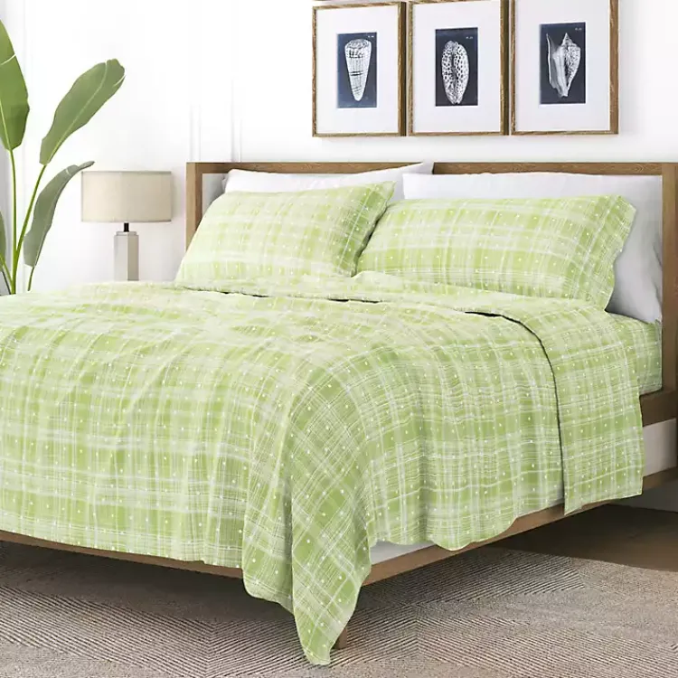 Kirklands Home Plaid Polka Dot 3-pc. Twin Sheet Set Green Outlet