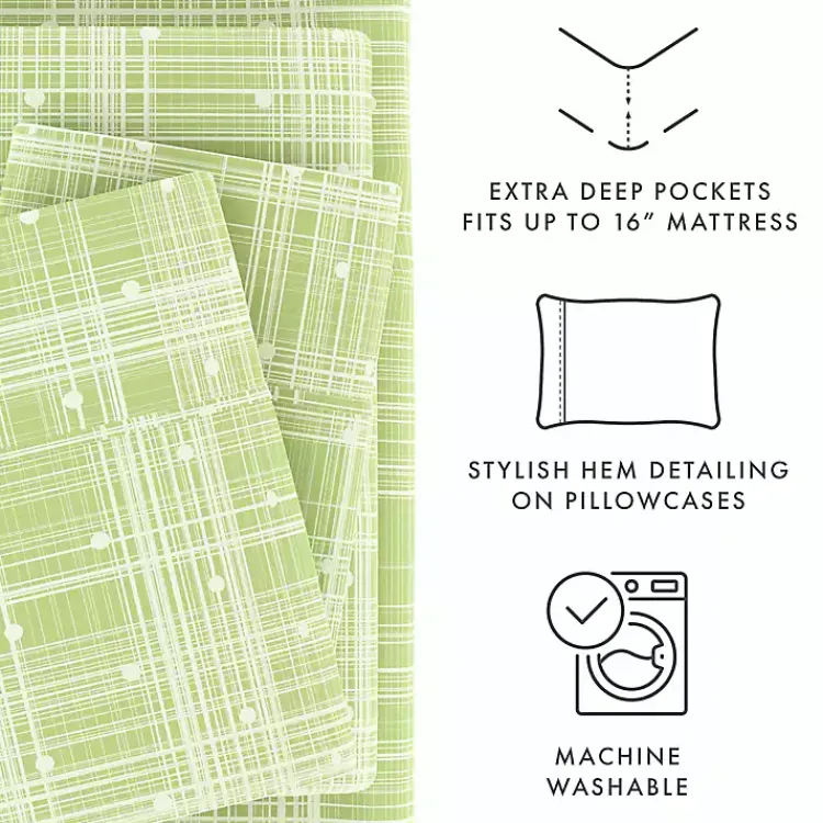 Kirklands Home Plaid Polka Dot 3-pc. Twin Sheet Set Green Outlet
