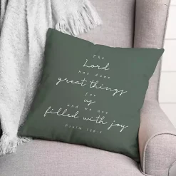 Kirklands Home Psalm 126:3 Indoor/Outdoor Pillow Green New