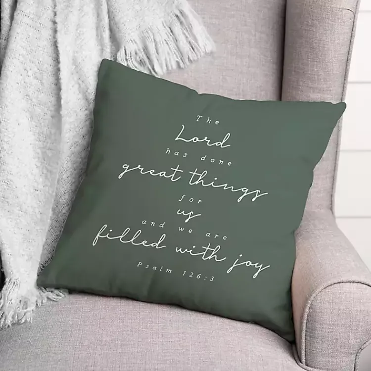 Kirklands Home Psalm 126:3 Indoor/Outdoor Pillow Green New