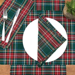 Kirklands Home Red Jewel Plaid Christmas Table Runner Green Clearance