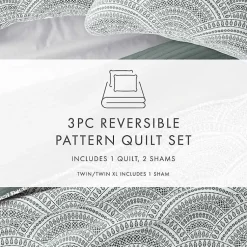 Kirklands Home Green Scalloped Reversible 2-pc. Twin Quilt Set