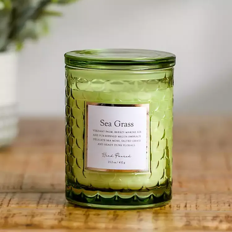 Candles>Kirklands Home Sea Grass Glass Jar Candle Green
