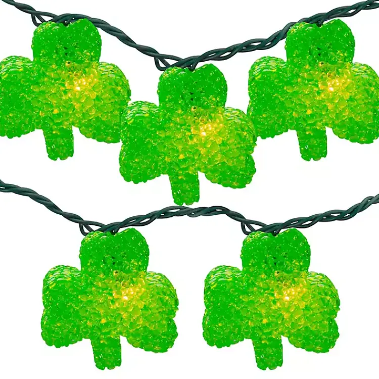 St Patricks Day Decorations>Kirklands Home Green Shamrock String Lights