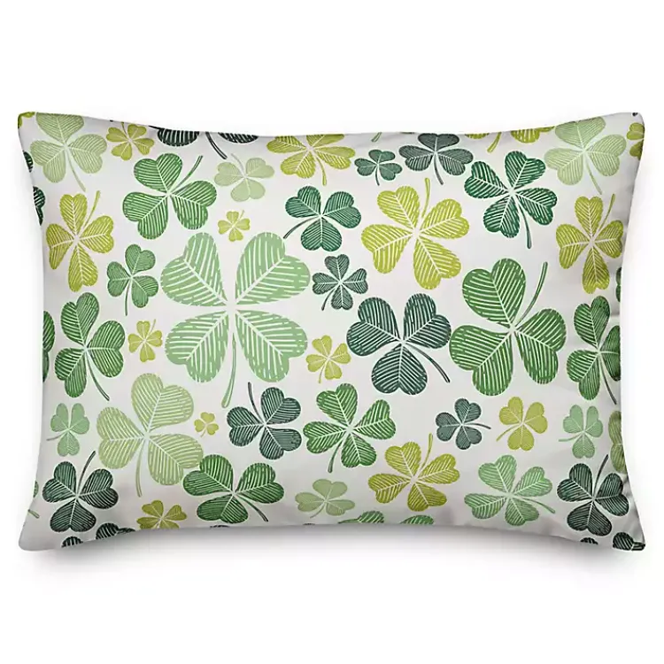 Pillows>Kirklands Home Shamrocks Indoor/Outdoor Lumbar Pillow Green