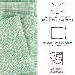 Kirklands Home Soft Thatch 3-pc. Twin Sheet Set Green Discount