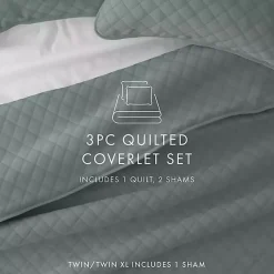 Kirklands Home Stitched Diamond 2-pc. Twin Quilt Set Green Sale