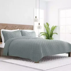 Kirklands Home Stitched Diamond 3-pc. King Quilt Set Green Hot