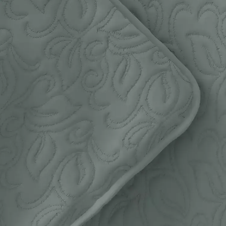 Kirklands Home Stitched Floral 3-pc. King Quilt Set Green