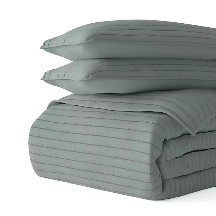Kirklands Home Stitched Stripes 2-pc. Twin Quilt Set Green Hot