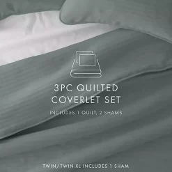 Kirklands Home Stitched Stripes 3-pc. Queen Quilt Set Green Sale