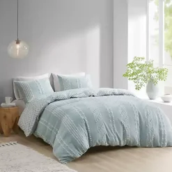 Kirklands Home Stripe Diamond California King Comforter Set Green Clearance