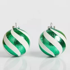 Christmas Ornaments>Kirklands Home Green Swirl 6 in. Tree Ornaments, Set of 2