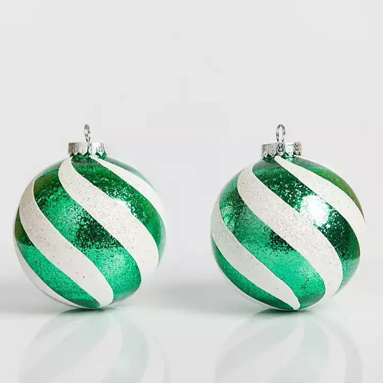 Christmas Ornaments>Kirklands Home Green Swirl 6 in. Tree Ornaments, Set of 2